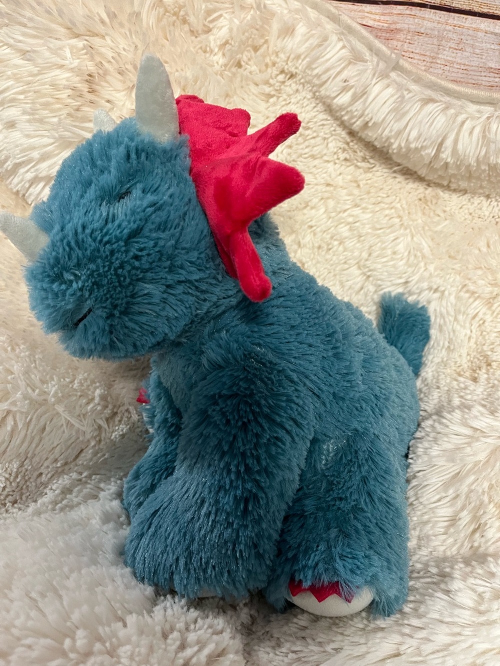 13” Warmies blue and pink triceratops dinosaur